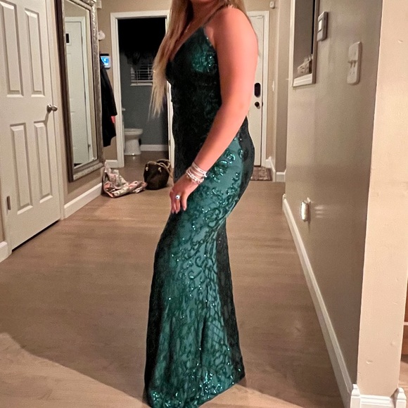 Green Sparkling Prom Dress - Picture 2 of 2